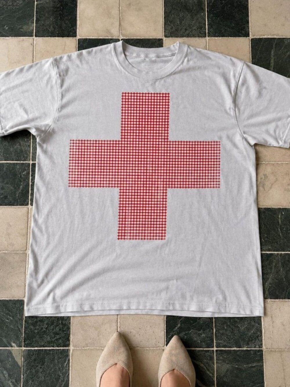 White Unisex  Red Cross Graphic Tee
